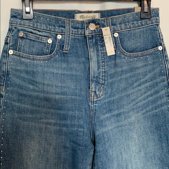 Madewell NWT Slim Wide Leg Studded Jeans - Picture 9 of 10
